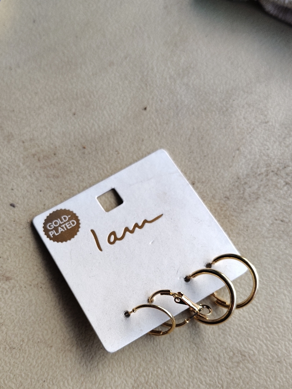 I AM Gold Plated Hoops Two Set - Gold